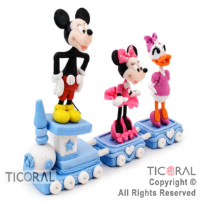 ADORNO TREN MICKEY-MINNIE-DAISY A. PORCELANA FRIA X 1